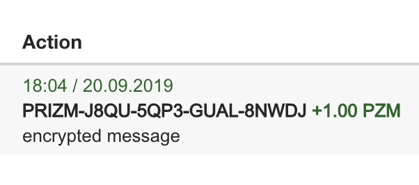 prizm wallet transaction, призм отправить монеты