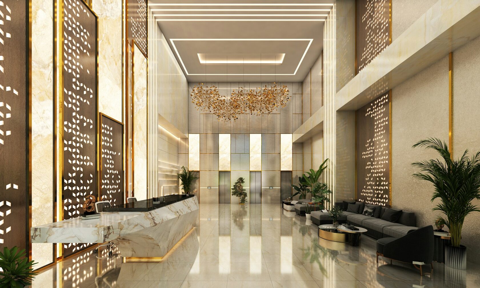 Luxury hotel lobby