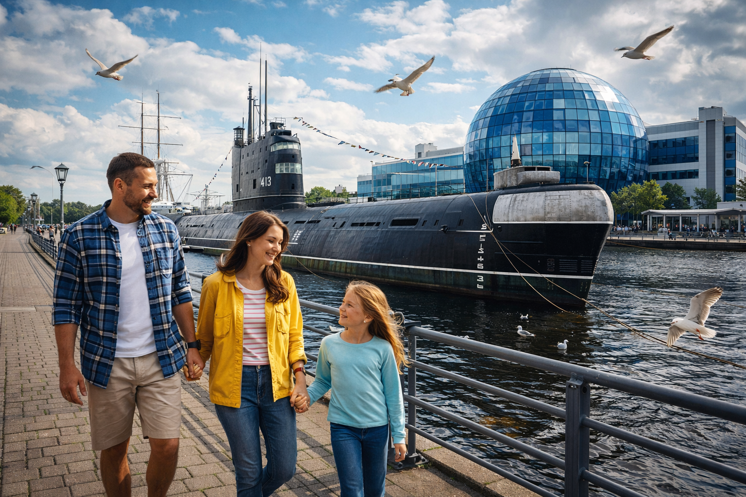 Музей Мирового океана в Калининграде: подводная лодка и набережная