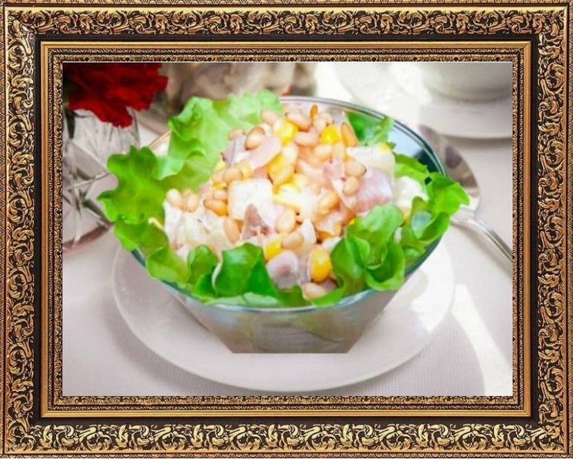 салат буржуйский с ананасами и курицей