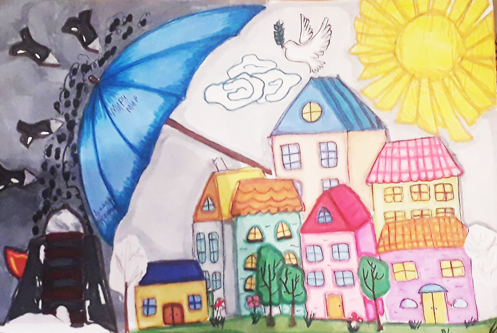 Нармін - Миру мир!!! Ні війні!!! - малюнок конкурсу дитячої творчості в Баку - Азербайджан