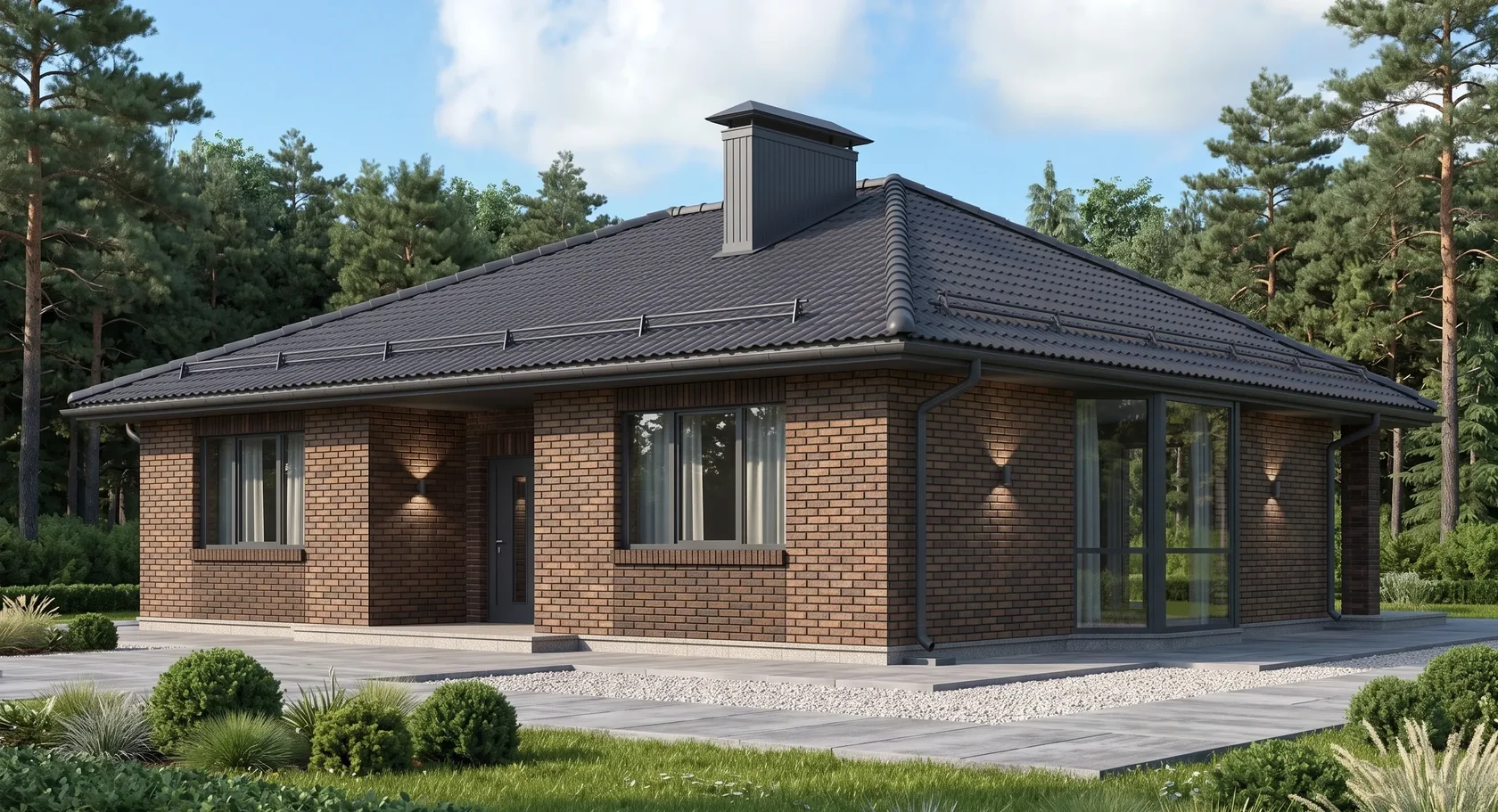 Проект одноэтажного дома с панорамным эркером (C-98): изображение 1