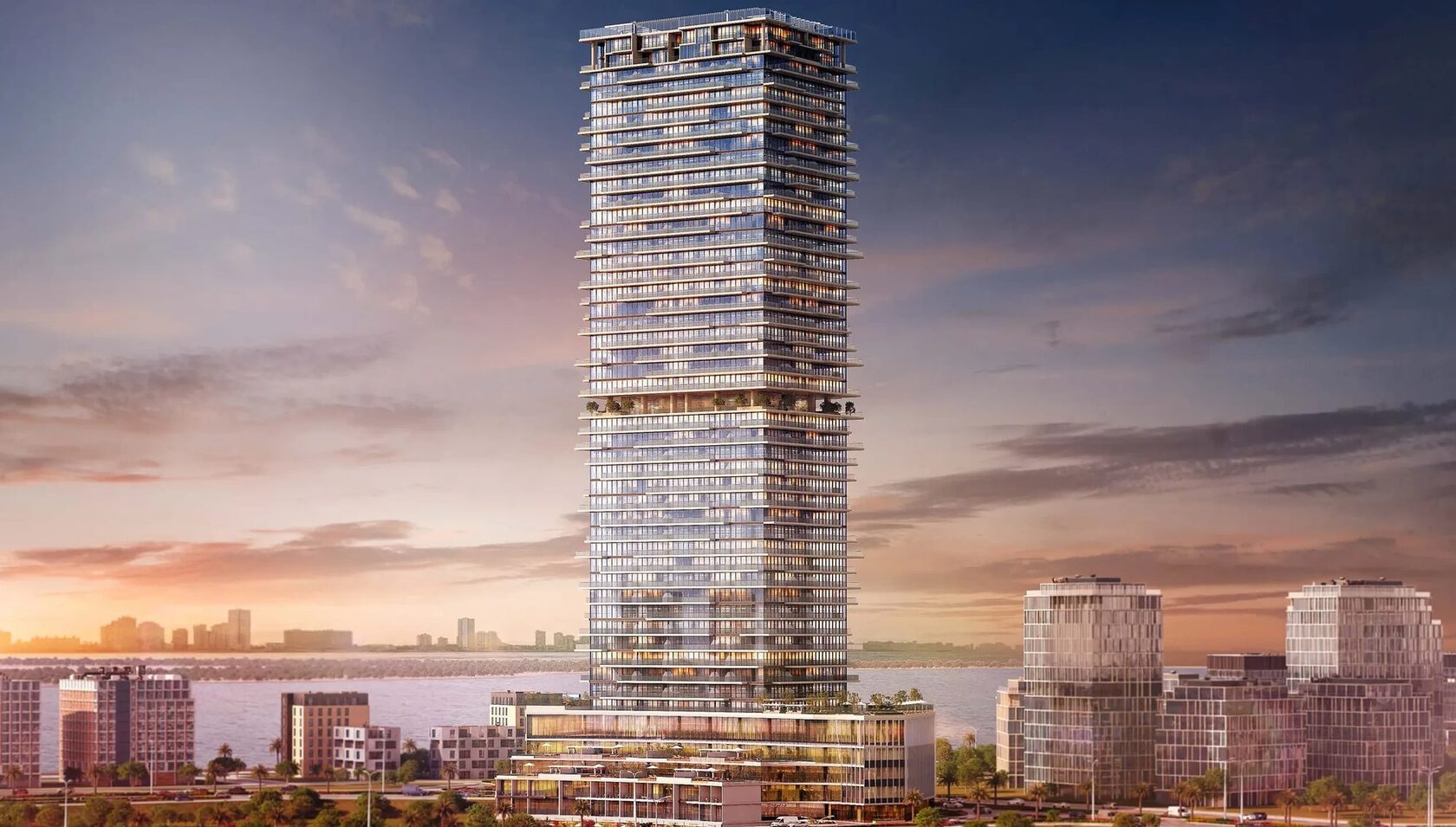 Radiant Terrace tower on Al Reem Island at sunset