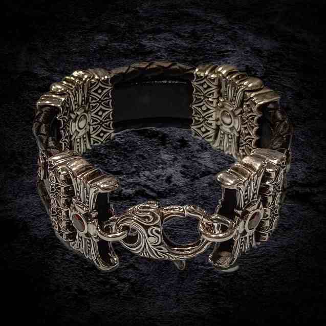мужской брутальный браслет, массивный серебряный браслет, мужской браслет.