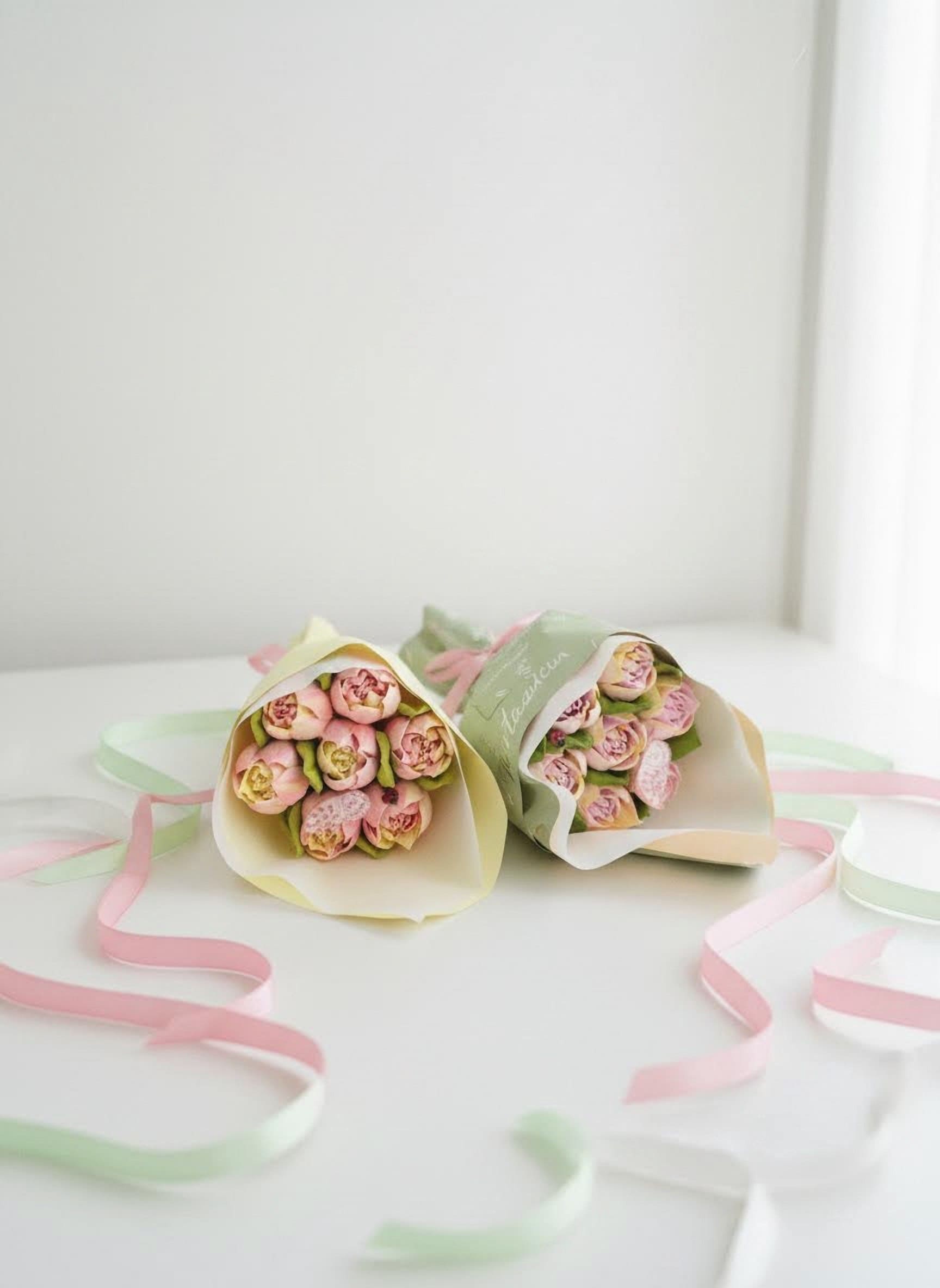 Тюльпаны из зефира, конвертик 7шт 1