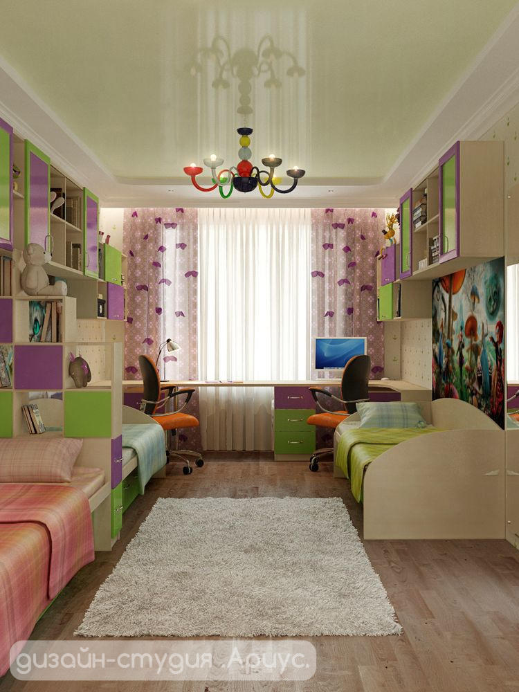 Детские комнаты для для троих детей одинакового и разного пола и .