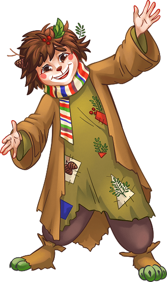 An illustration of a boy dressed as a forest devil for a children's play