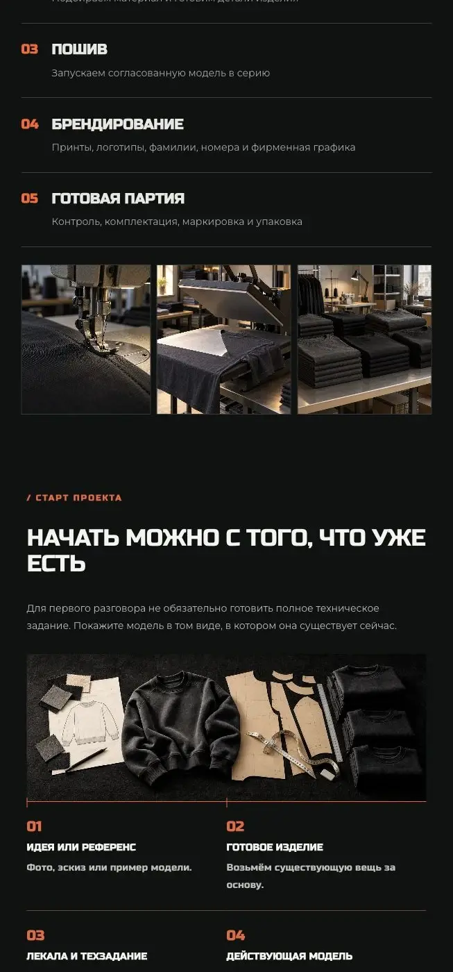 Процессы производства на главной — реальный скриншот holstberry.ru