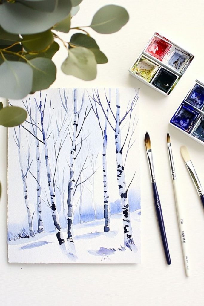 Более 30 идей для рождественских акварельных рисунков, которые вам понравятся 117