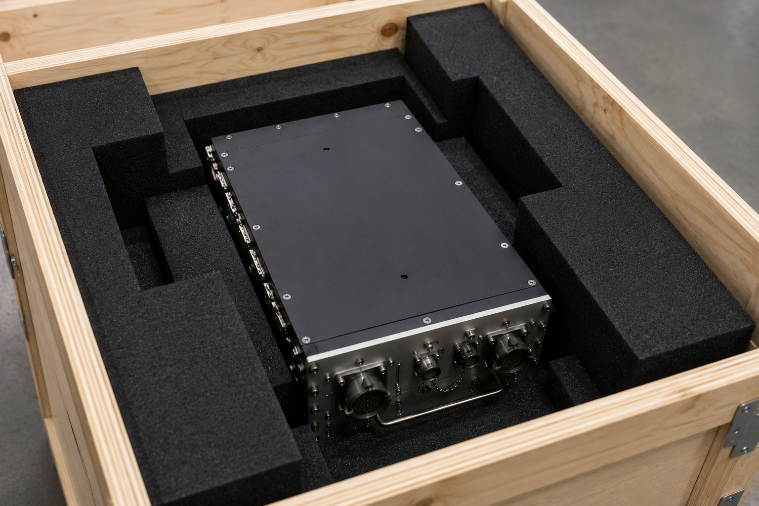 Custom foam blocking cut to an aircraft component's exact geometry, ATA-300 Category II packaging