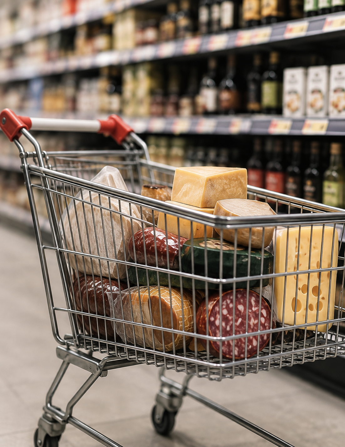 Продуктовая корзина в магазине