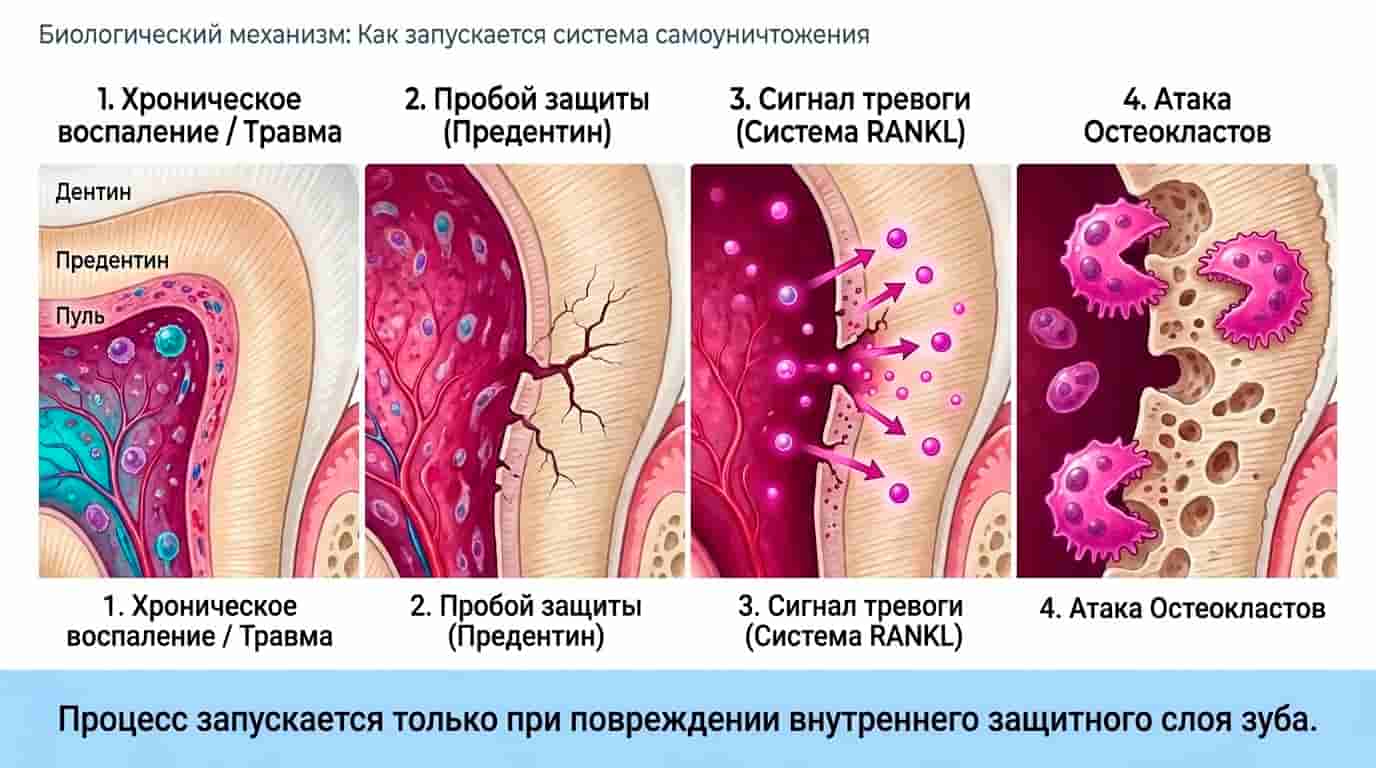 Что такое внутренняя резорбция корня зуба