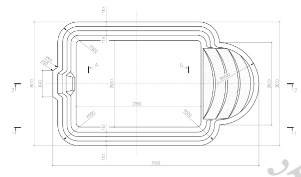 Бассейн на чертеже вид сверху