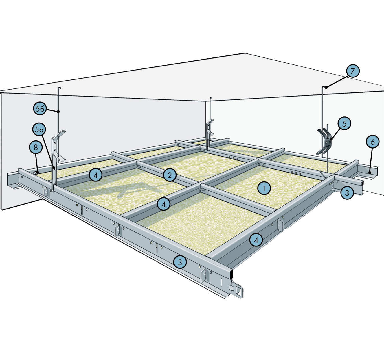 Схема подвесной системы потолка