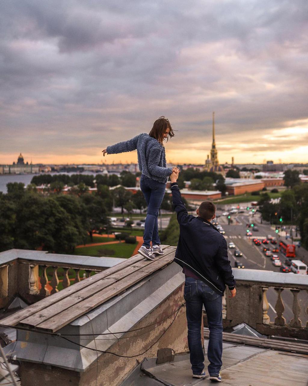 Фотосессия на панорамной питерской крыше