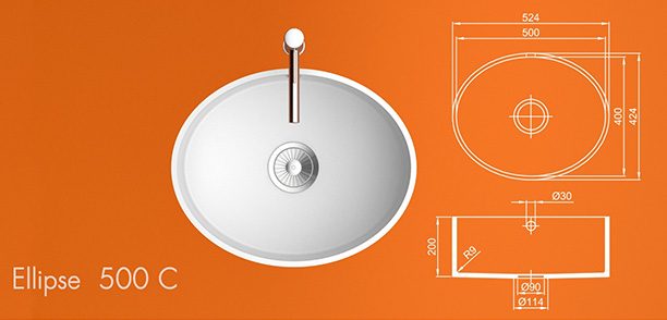 Мойка кухонная Ellipse 500 C из искусственного камня