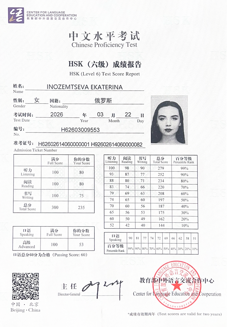 Сертификат HSK 6