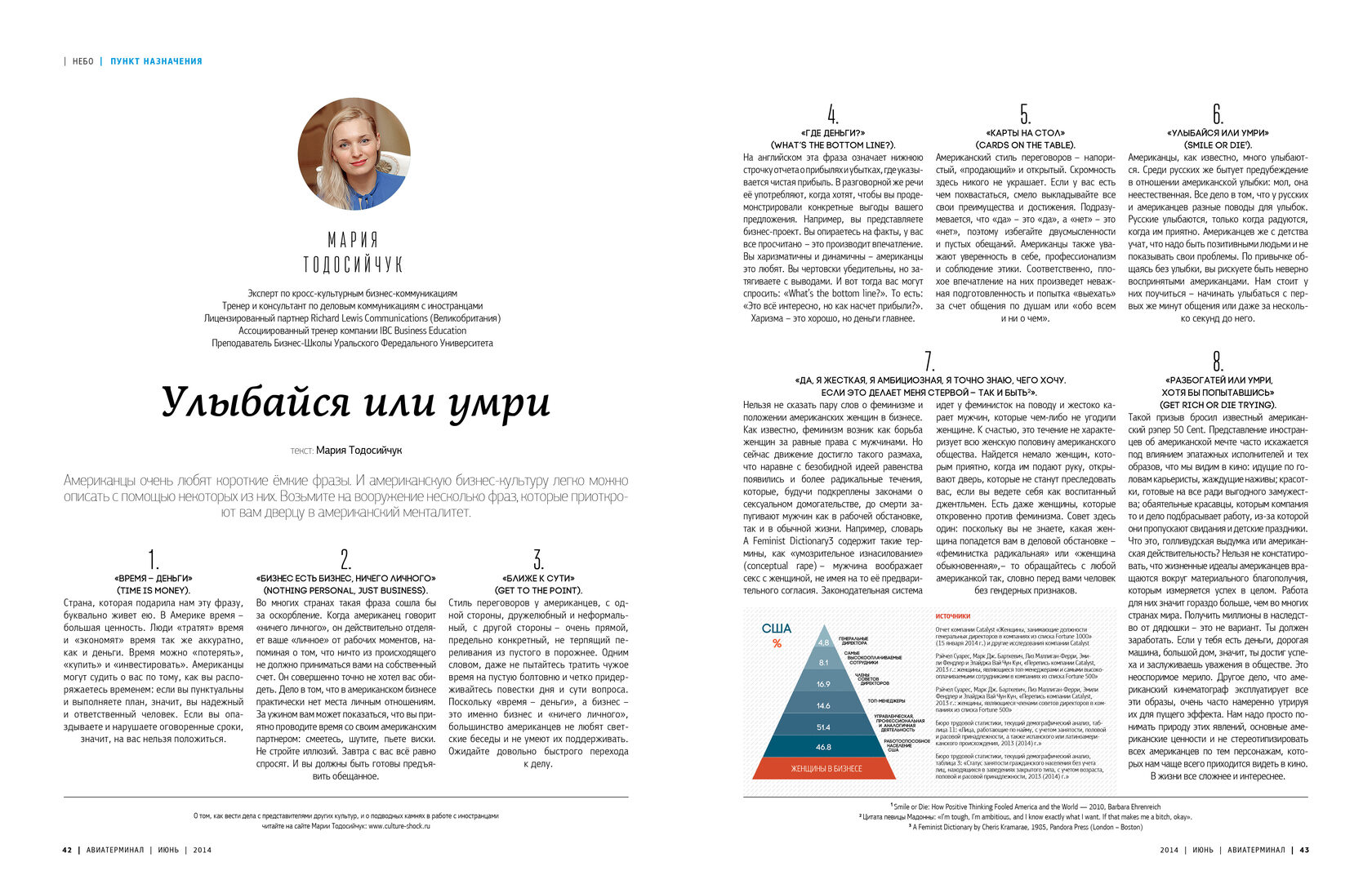 Публикация Марии Тодосийчук об американском менталитете в журнале «Авиатерминал»