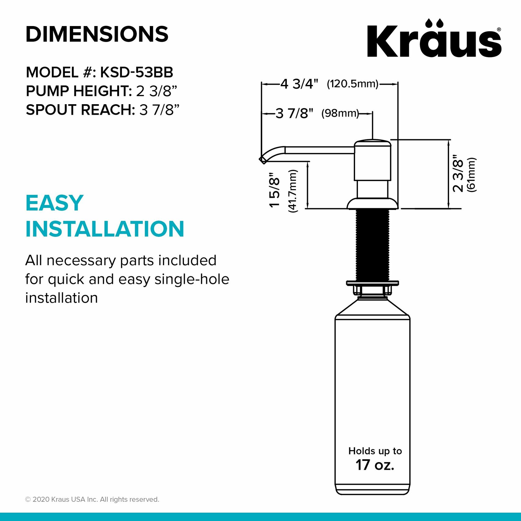 Дозатор рідкого миючого засобу Kraus KSD-53BG - изображение 4