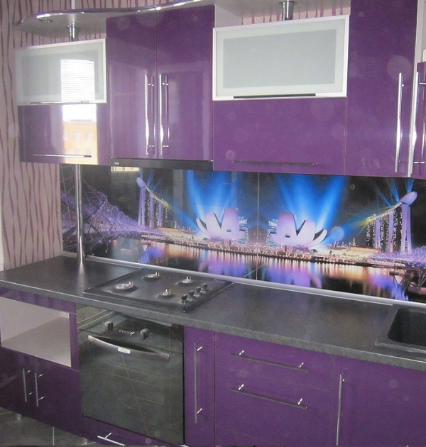 заказать фиолетовую угловую кухню