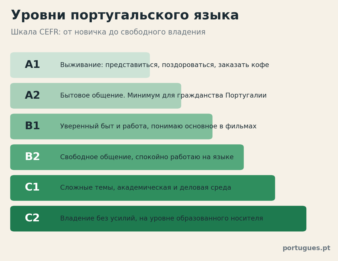 Уровни португальского языка A1–C2 по шкале CEFR и что значит каждый 