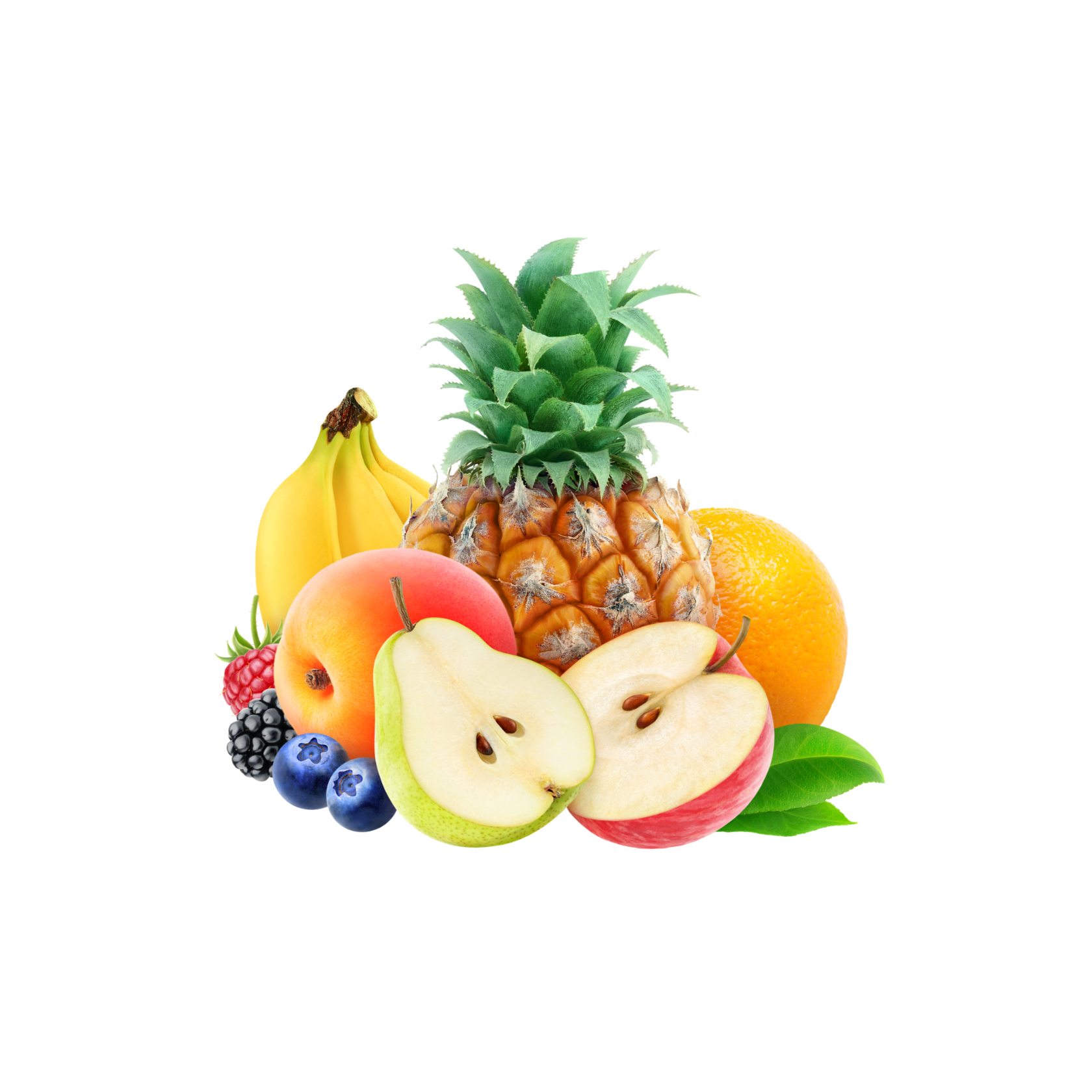 Half Fruit. Pear, Apple or Pineapple Juice. Beautiful Fruits PNG. Проект фруктовый