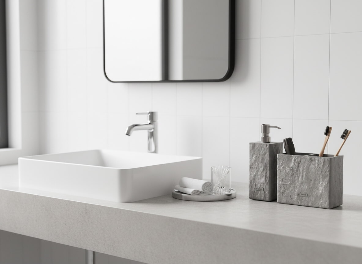 набор для ванной комнаты из бетона 