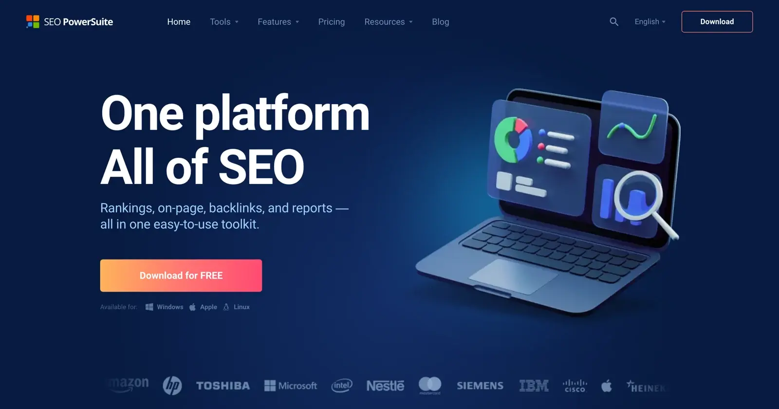 SEO PowerSuite homepage, desktop SEO audit software with WebSite Auditor