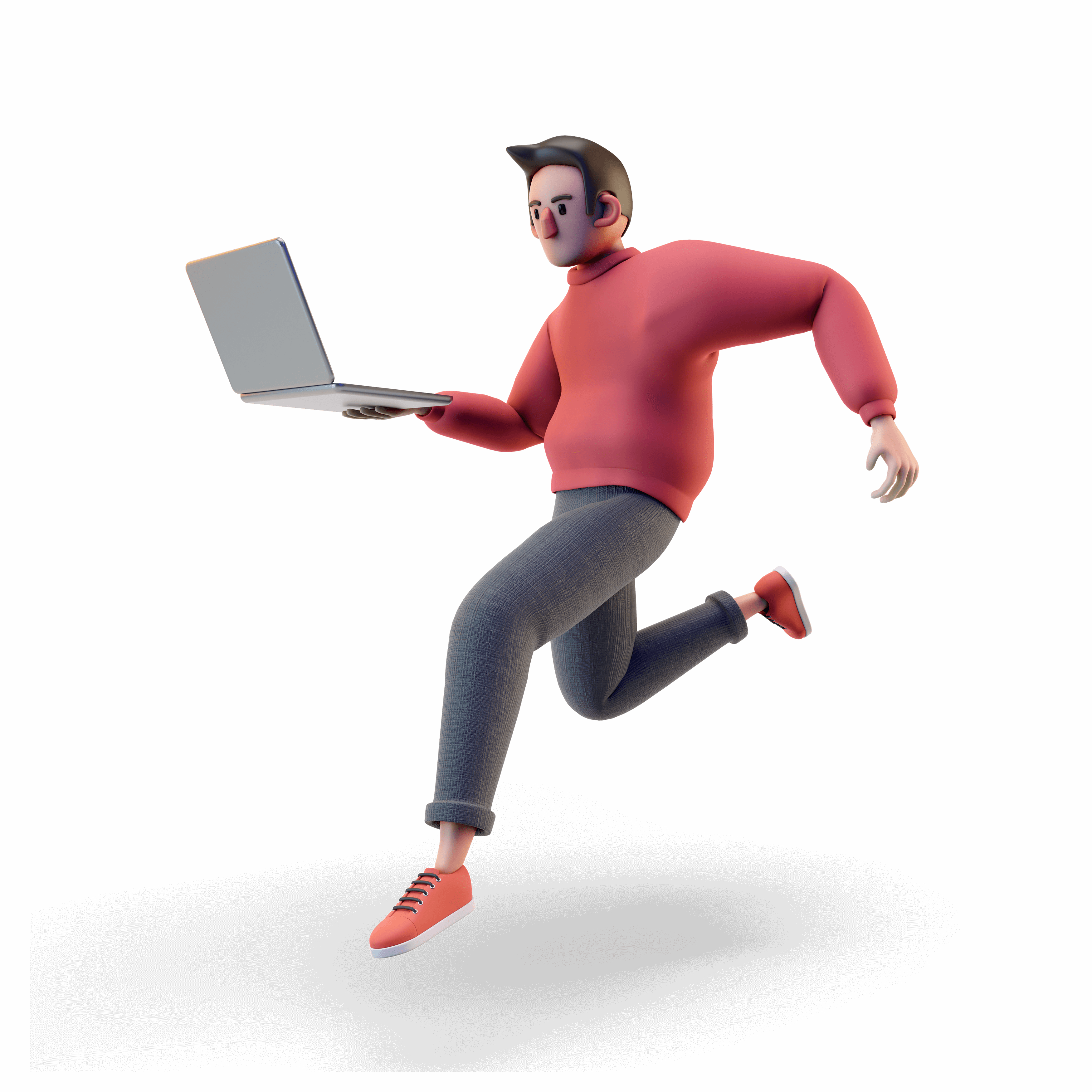 человек, ноутбук, компьютер, красный свитшот