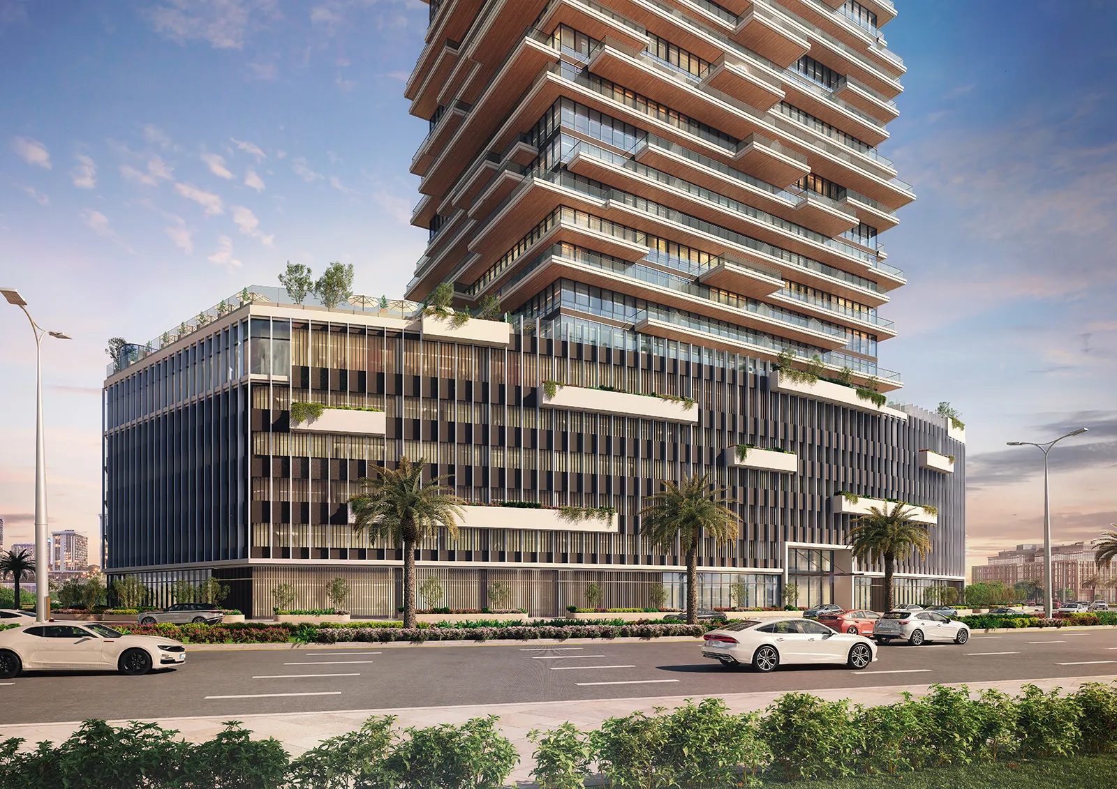Cascading terraces of the podium