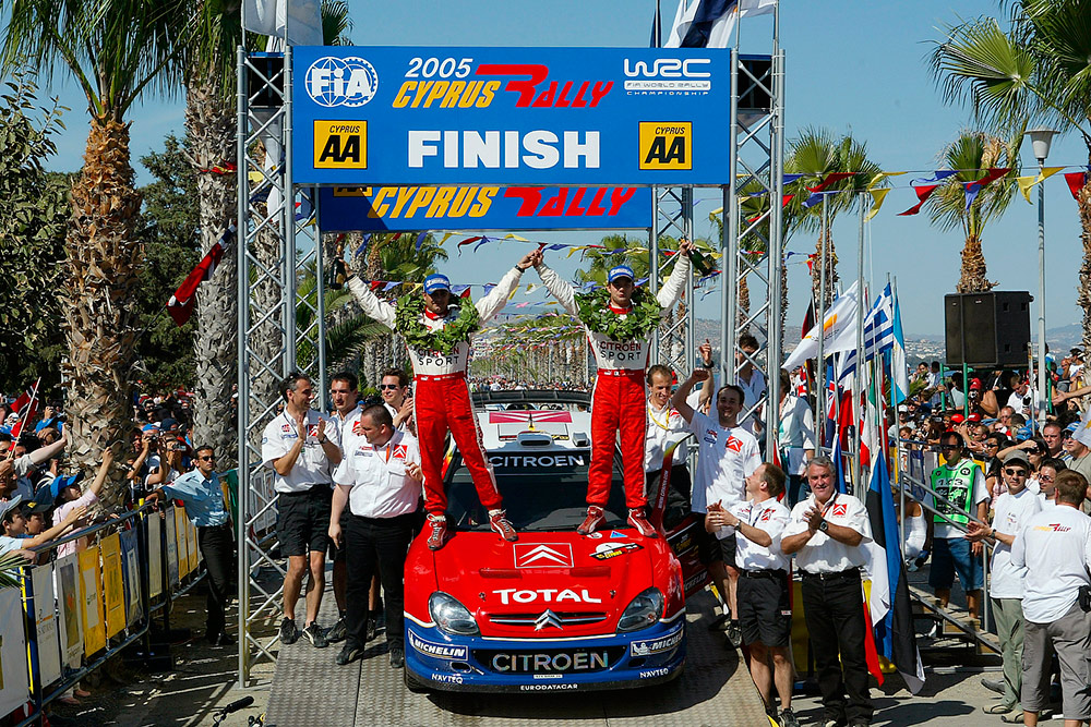 Победители ралли Кипр 2005 Себастьен Лёб и Даниэль Элена, Citroën Xsara WRC (974 DAM 78)