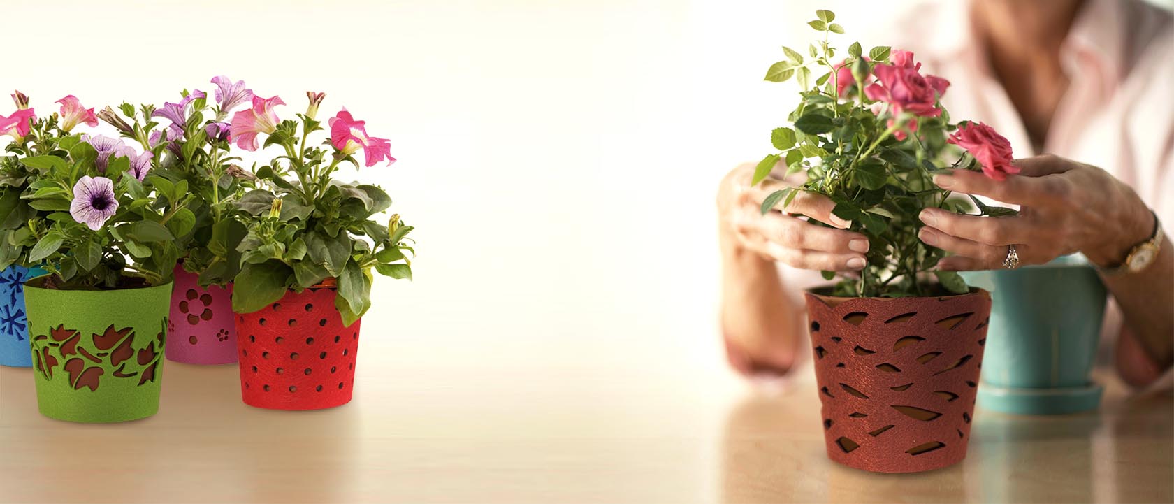 Felt Pot Flowers Decorations