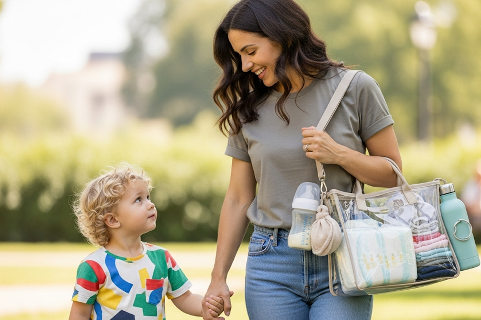 Прозрачный шоппер – незаменимый помощник маме на прогулке с ребенком