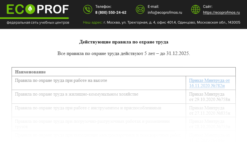 Действующие правила по охране труда - скачать бесплатно