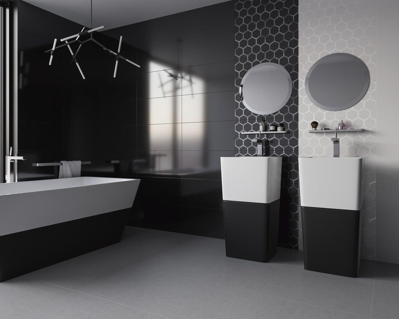 Дизайн черной ванной комнаты