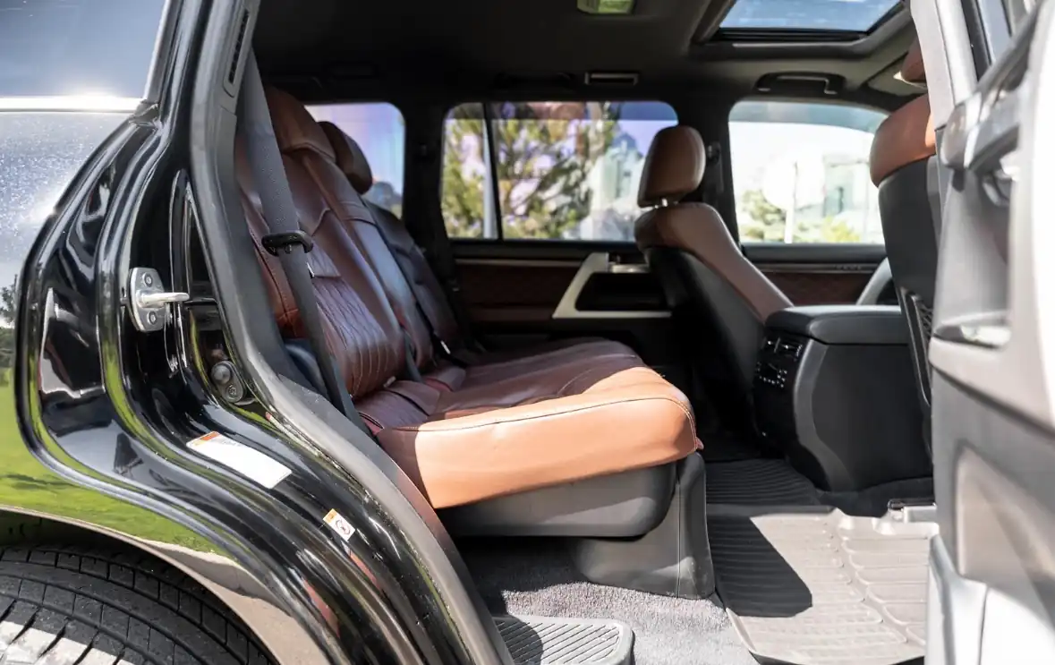 Interior of a premium business-class SUV used for airport transfers in Almaty