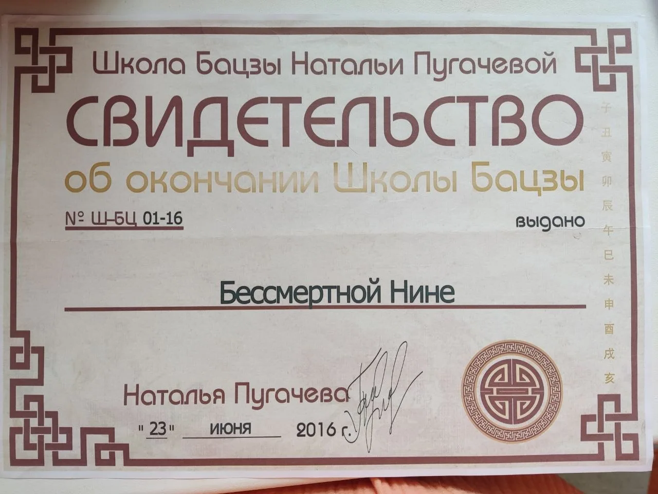 Диплом мастера-консультанта по Бадзы