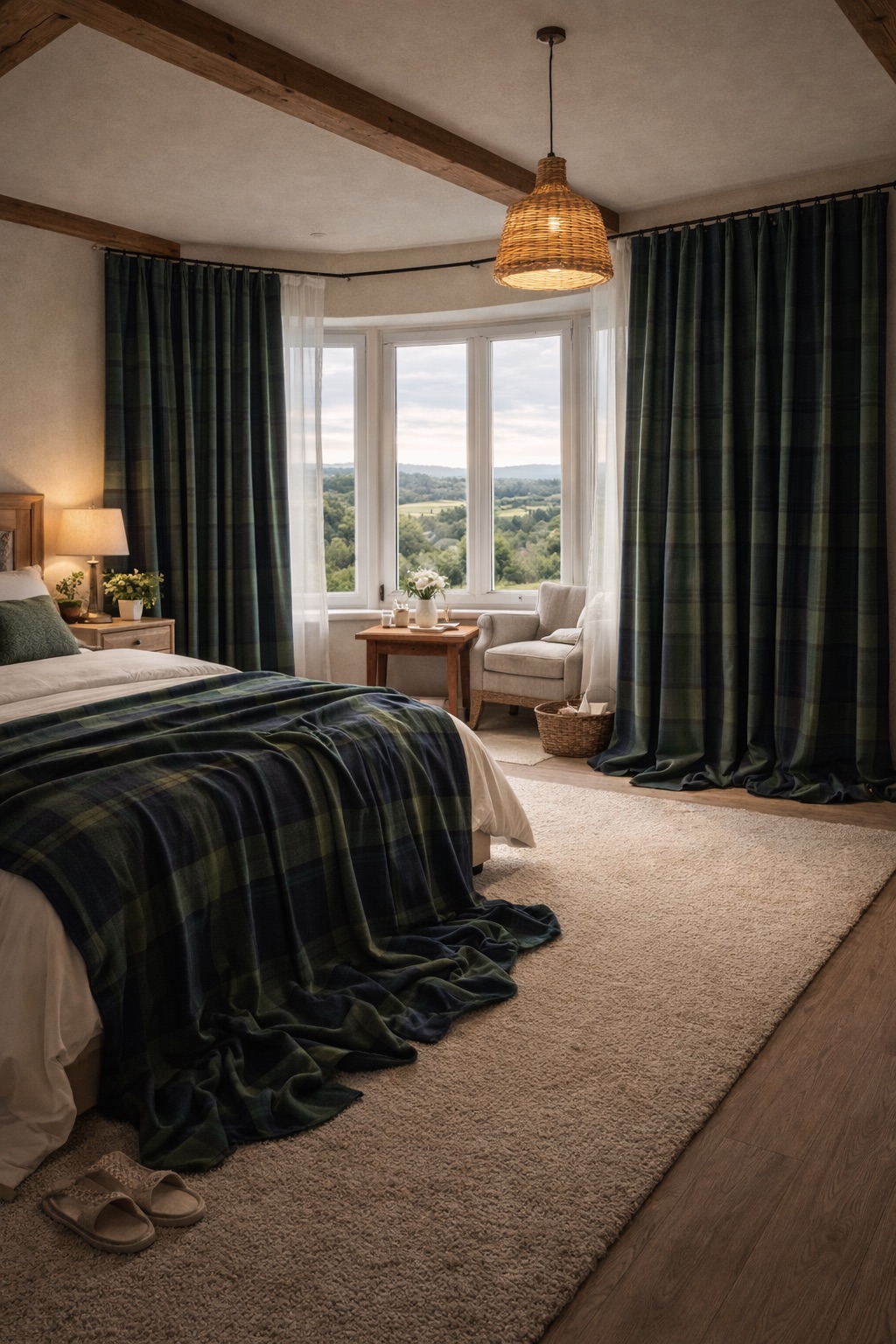 Шторы в спальню, спокойная композиция