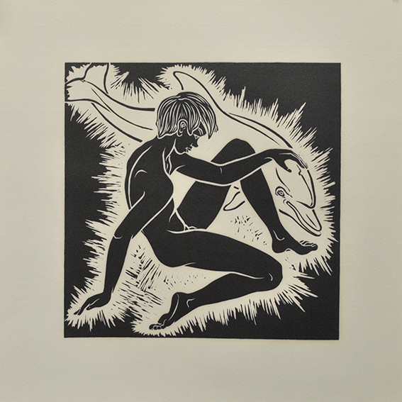 engraving linocut Nude