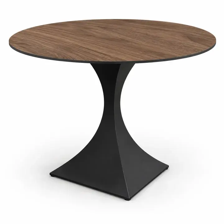 Торвальд · древесный декор Arezzo Walnut · чёрное стальное подстолье · визуализация
