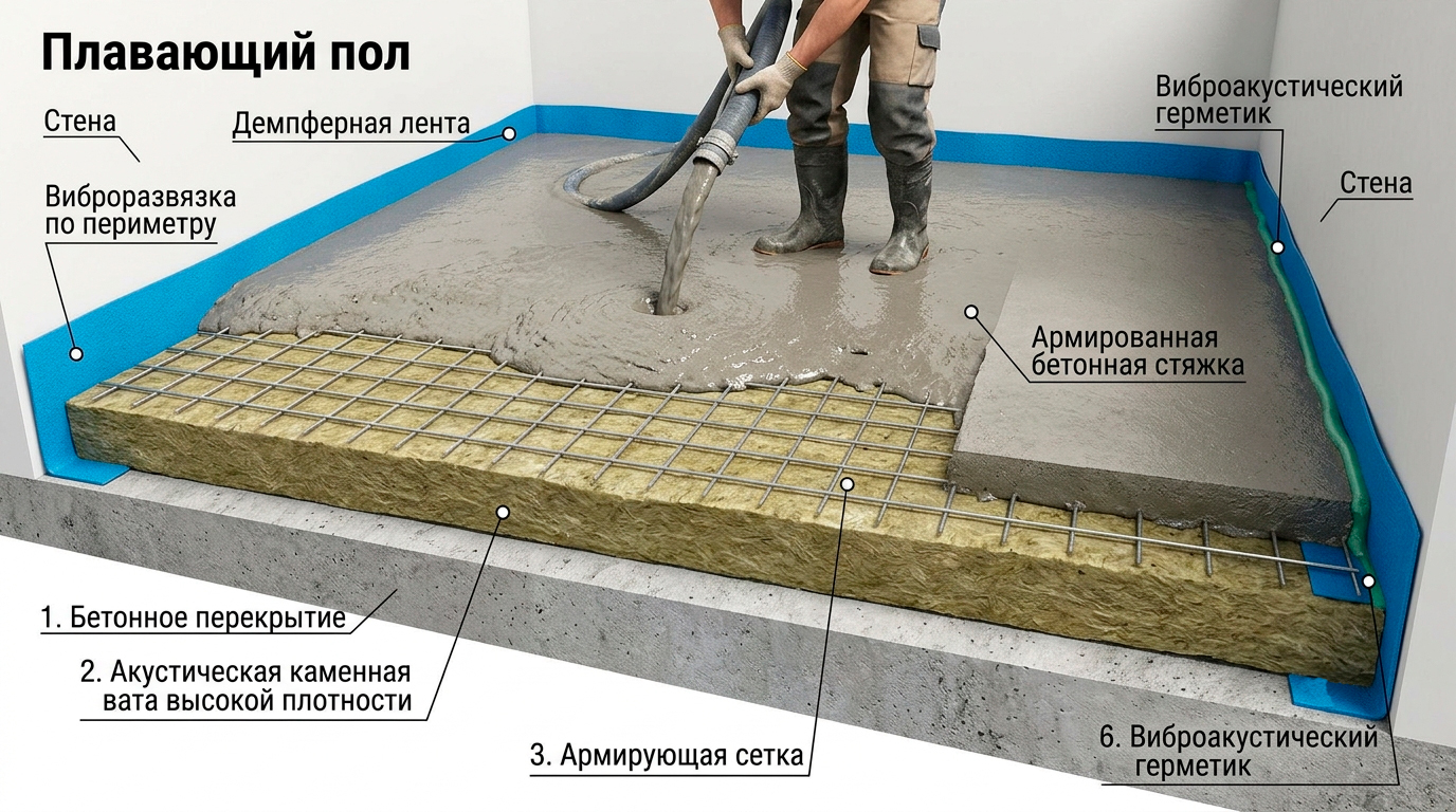 Звукоизоляция пола: спасаем соседей снизу