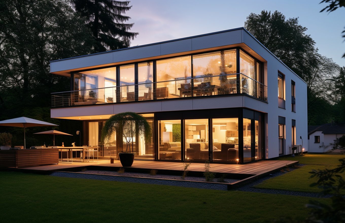 дом с балконом и террасой двухэтажный