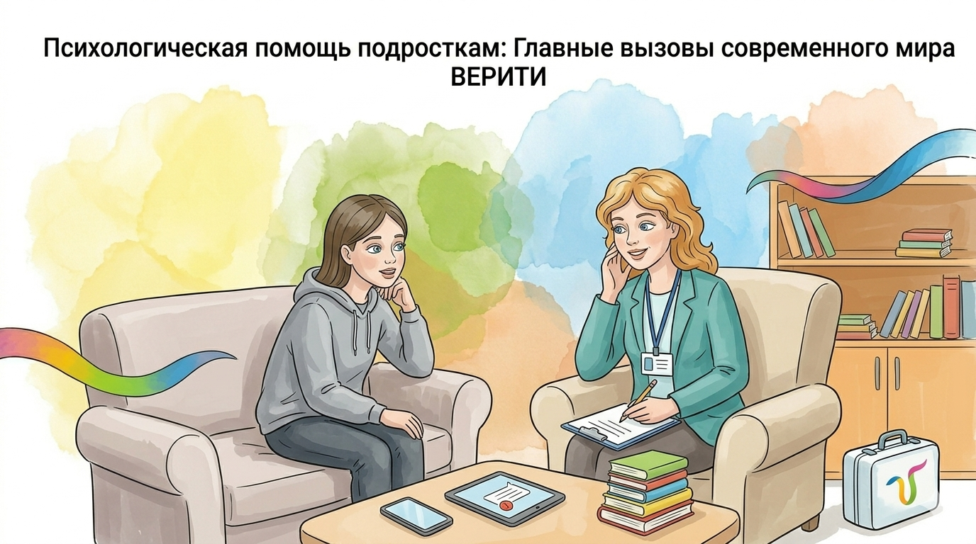 Подросток общается с дружелюбным психологом ВЕРИТИ
