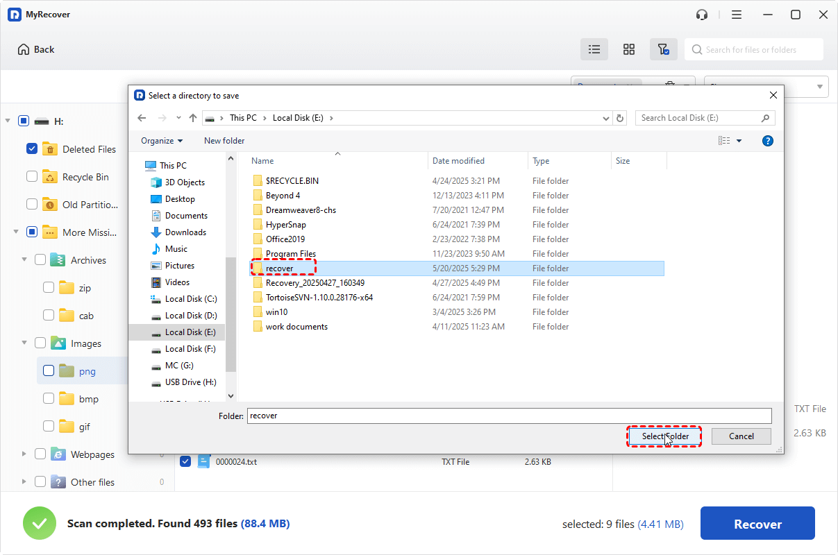 Select a Location to Save