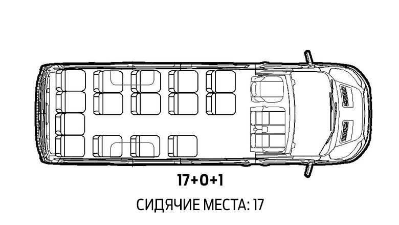 Расположение мест в автобусе мерседес схема на 19 мест