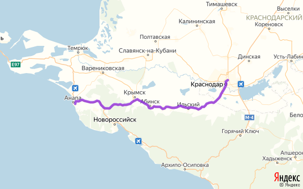 из Анапы в Краснодар