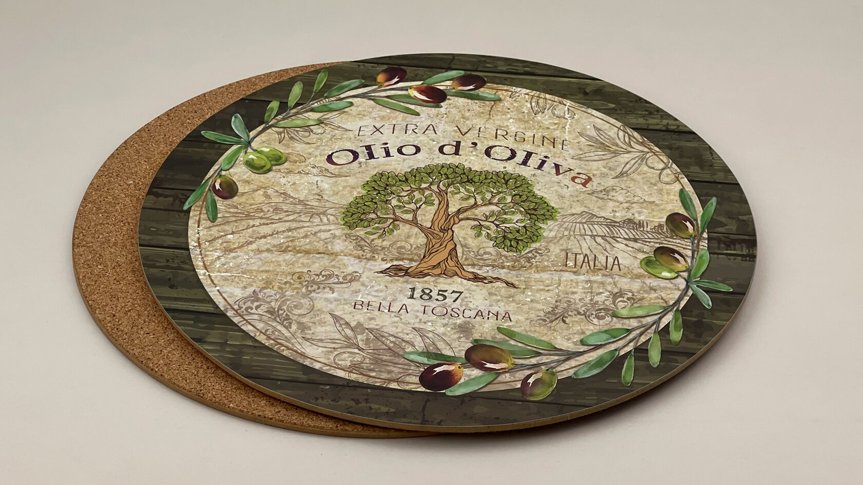 Салфетки сервировочные круглые из пробки "Благодатная олива"