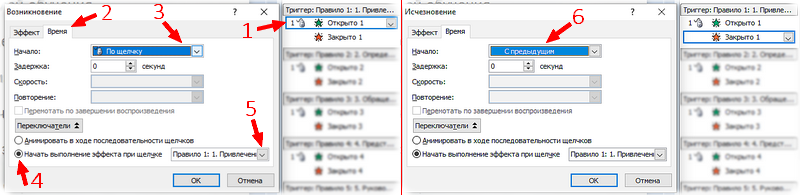 Триггеры Power Point