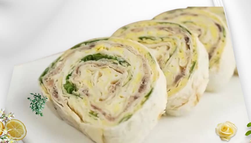 рулет из лаваша с рыбными консервами