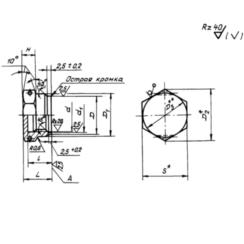 Гайка глухая чертеж